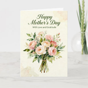 Tarjeta Festiva Ramo de lirios y rosas Día de la Madre