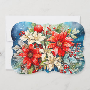 Tarjeta Festiva Ramo de Poinsettia Agregar Firma y Saludo