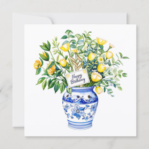 Tarjeta Festiva Ramo de tulipanes amarillos. Cumpleaños