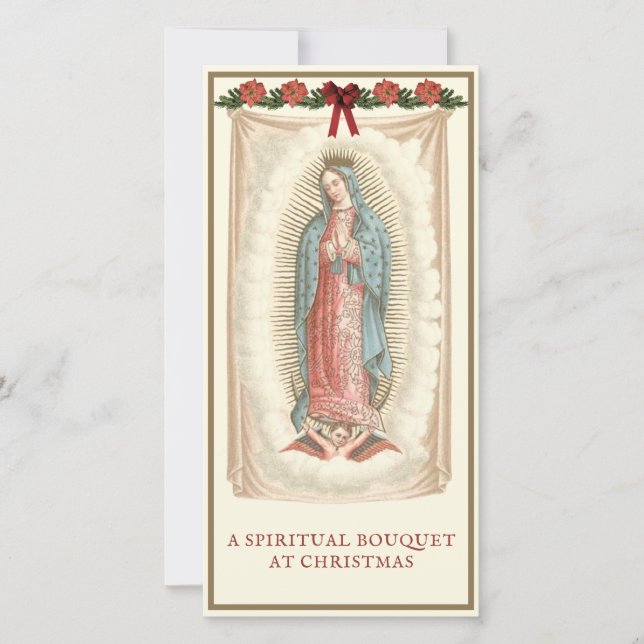Tarjeta Festiva Ramo Espiritual Oración Católica Guadalupe (Anverso)