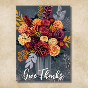 Tarjeta Festiva Ramo Floral Colorido de Acción de Gracias