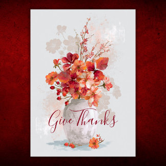 Tarjeta Festiva Ramo Floral de Otoño de Acción de Gracias