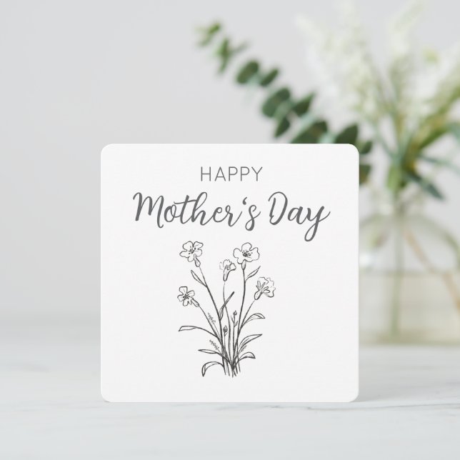 Tarjeta Festiva Ramo Floral Feliz Día de la Madre (Anverso de pie)