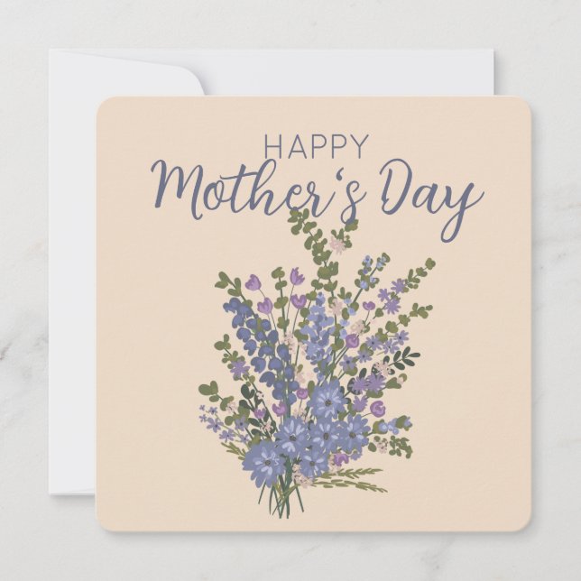 Tarjeta Festiva Ramo Floral Feliz Día de la Madre (Anverso)