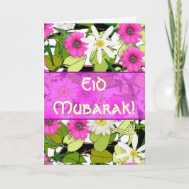 Tarjeta Festiva Ramo floral rosado Eid Mubarak