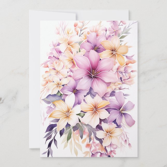 Tarjeta Festiva Ramo Floral Tropical Pastel para Día de las Madres (Anverso)