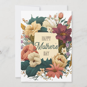 Tarjeta Festiva Ramo Floral Vector Mensaje Personalizado Día de la