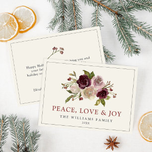 Tarjeta Festiva Ramo invernal de paz amor y alegría