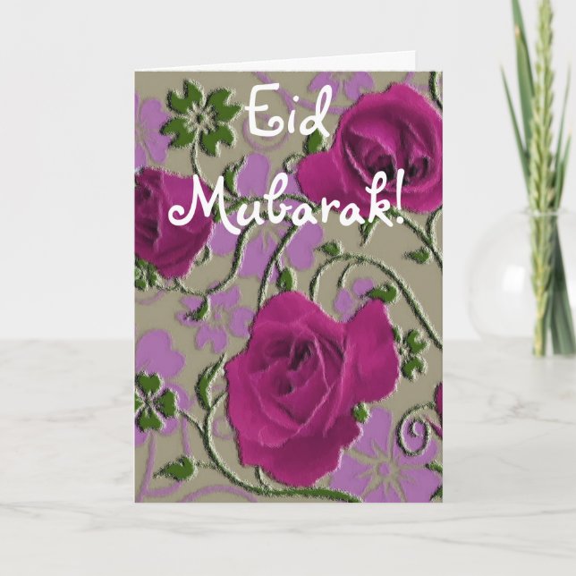 Tarjeta Festiva Ramo rosado Eid Mubarak de los rosas (Anverso)