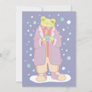 Tarjeta Festiva Rana Acogedora de Invierno