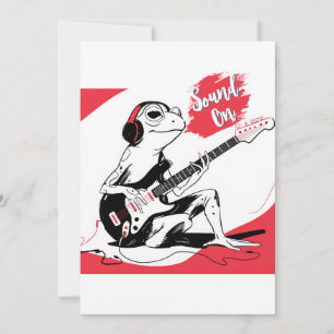Tarjeta Festiva Rana de Guitarra – Arte Animal de Música Fría