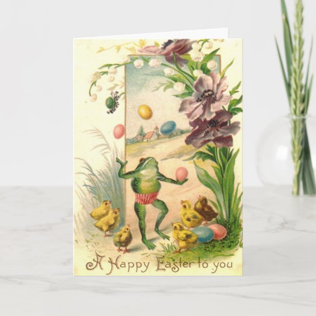 Tarjeta Festiva Rana de Pascua Adorable (Anverso)