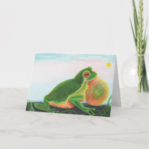 Tarjeta Festiva Rana macho canta una canción para atraer a un comp