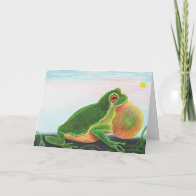 Tarjeta Festiva Rana macho canta una canción para atraer a un comp (Anverso)