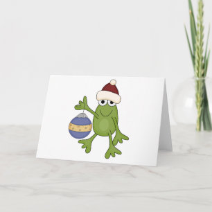 Tarjeta Festiva Rana Santa con camisetas y regalos adornados