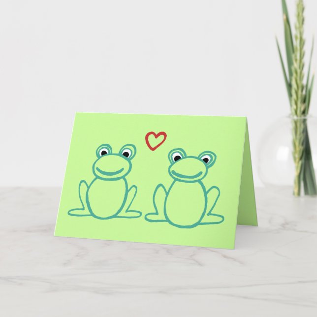 Tarjeta Festiva ¡Ranas con el día de San Valentín feliz del (Anverso)