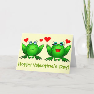 Tarjeta Festiva Ranas de dibujos animados verdes lindas saltarinas