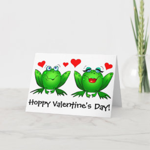 Tarjeta Festiva Ranas Días de San Valentín Saltarines Divertidas C