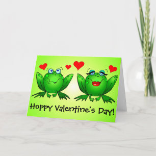 Tarjeta Festiva Ranas Lindas Divertidas Saltarinas Día de San Vale