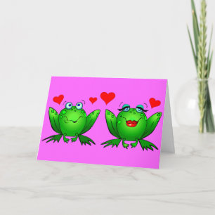 Tarjeta Festiva Ranas Lindas Felices Saltarinas Día de San Valentí