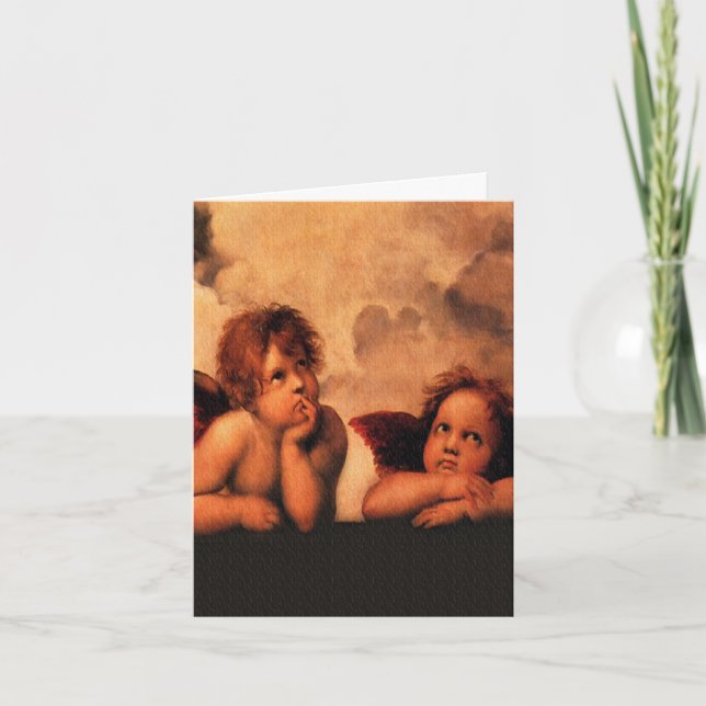 Tarjeta Festiva Raphael Angelic Cherub Art (Anverso)