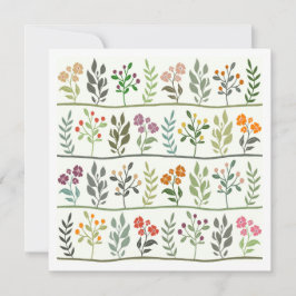 Tarjeta Festiva Rapsodia Botánica Colorida Arte de Silueta Floral