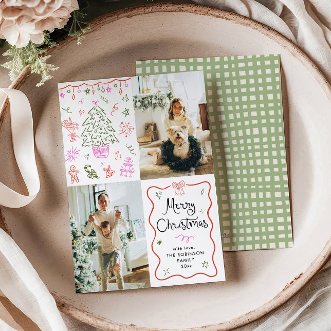 Tarjeta Festiva Rara y rápida mano de marco ondulado dibujado con  (Subido por el creador)