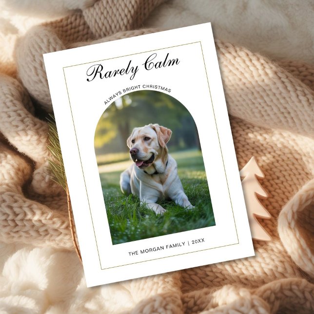 Tarjeta Festiva Rarely Christmas Cute dog Simple Photo card (Subido por el creador)