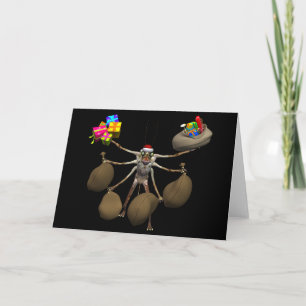 Tarjeta Festiva Raro Araña Santa Claus con las manos enteras