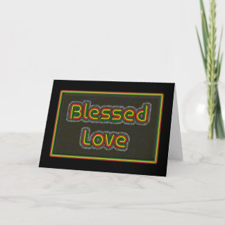 Tarjeta Festiva Rasta Color Negrita texto 'Blessed Love' card