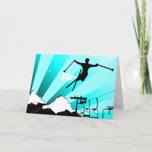 Tarjeta Festiva rastro del polvo del esquí