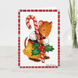 Tarjeta Festiva Ratón de Candycane