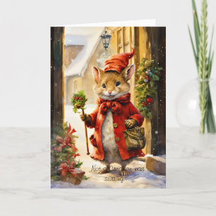 Tarjeta Festiva Ratón de Navidades caprichosos con guión