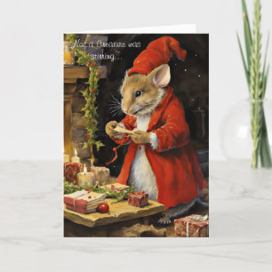 Tarjeta Festiva Ratón de Navidades caprichosos con guión