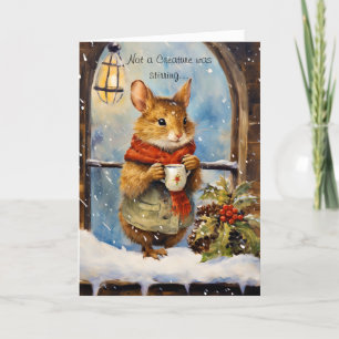 Tarjeta Festiva Ratón de Navidades caprichosos con guión