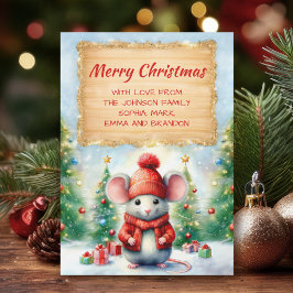 Tarjeta Festiva Ratón de Navidades de corte