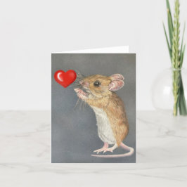 Tarjeta Festiva Ratón lindo y corazón de San Valentín