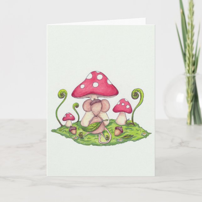 Tarjeta Festiva Ratón Mushroom (Anverso)