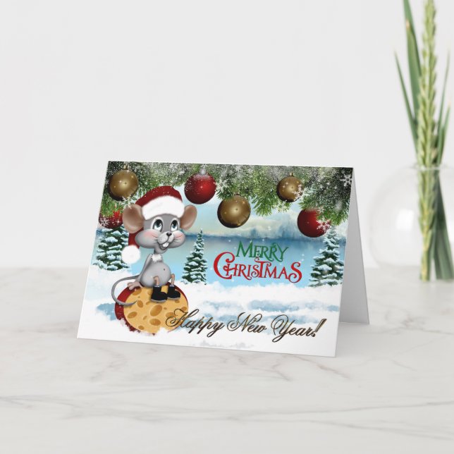 Tarjeta Festiva Ratón navideño (Anverso)