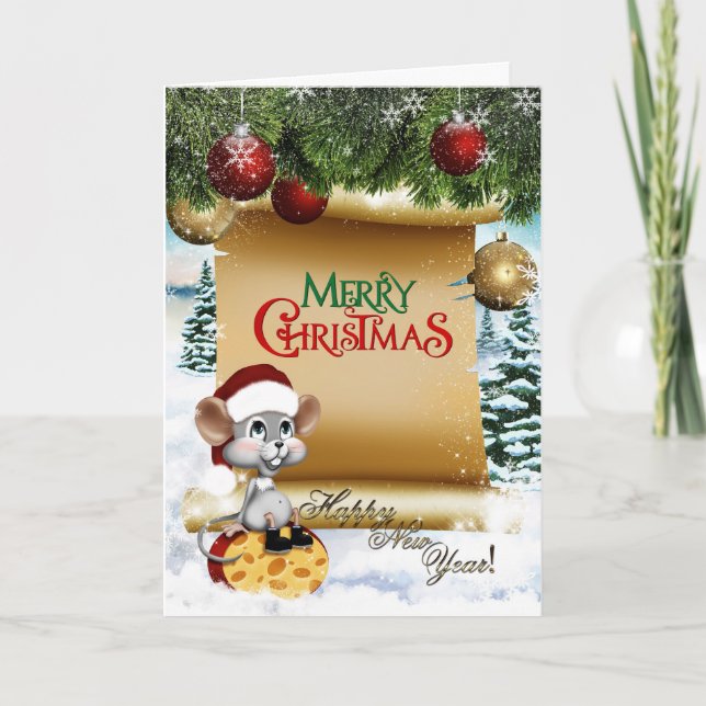 Tarjeta Festiva Ratón navideño (Anverso)