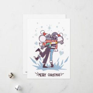 Tarjeta Festiva Ratones Navideños Lindos