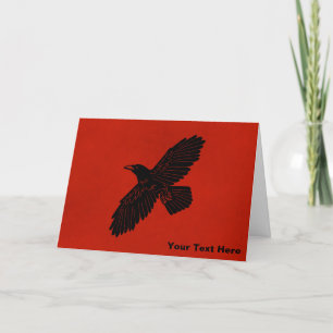 Tarjeta Festiva Raven en rojo