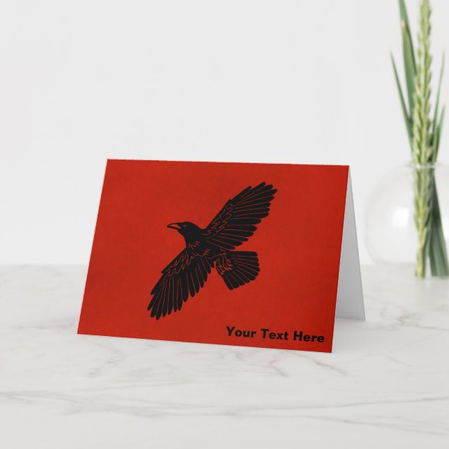 Tarjeta Festiva Raven en rojo (Anverso)