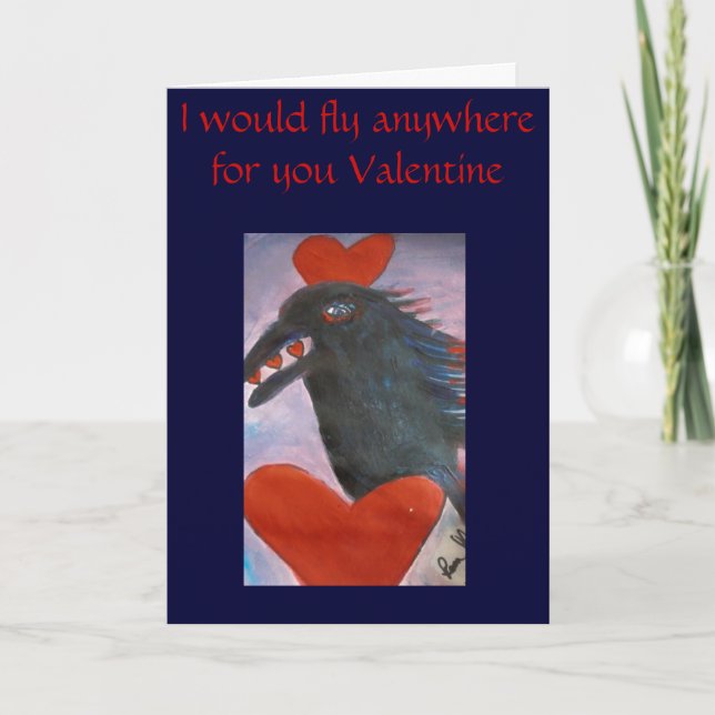 Tarjeta Festiva ravenvalentine, volaría dondequiera para usted el (Anverso)