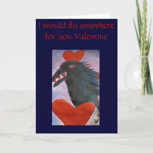 Tarjeta Festiva ravenvalentine, volaría dondequiera para usted el
