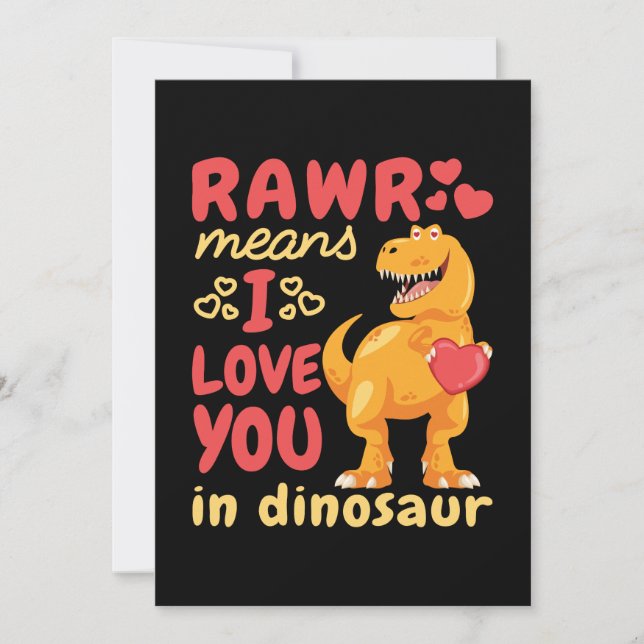 Tarjeta Festiva Rawr significa que te amo en San Valentín de dinos (Anverso)