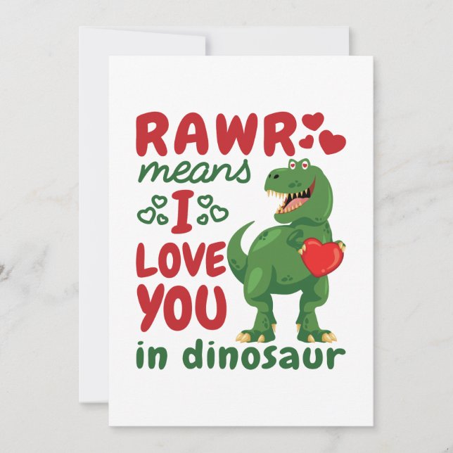 Tarjeta Festiva Rawr Significa Te Amo En Dinosaurio (Anverso)