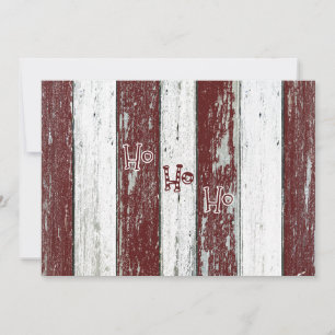 Tarjeta Festiva Rayado rojo y blanco rústico Ho Ho Ho