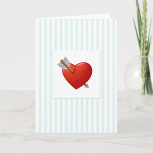 Tarjeta Festiva Rayas azules - Corazón de San Valentín perezoso