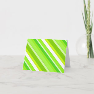 Tarjeta Festiva Rayas de caramelo en capas - verde limón y blanco